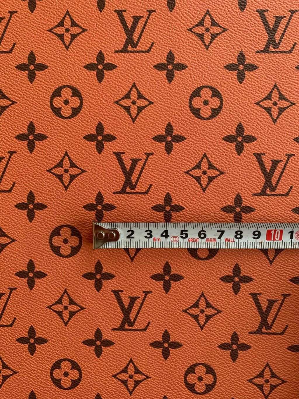 Fashion LV Tan Color Design Leather Case Fabric, Handmade Bag Fabric, Hand-made Shoes Leather Fabric By Yard