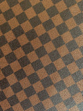 Classic Plaid Leather Fabric Handmade Shoes Fabric，The Purse Fabric Bags fabric(brown)