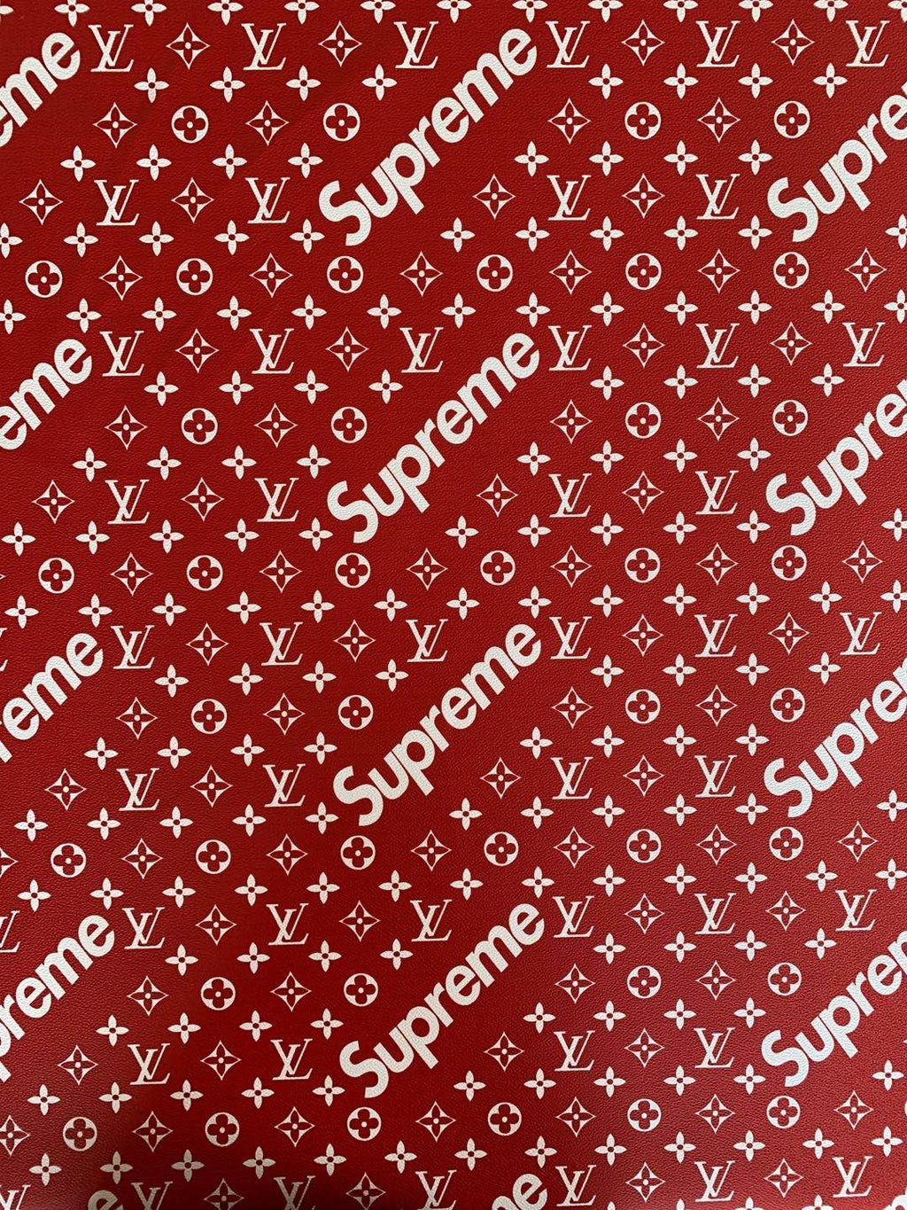 Fashion LV Supreme Leather Case Fabric,Handmade Bag Fabric,Hand-made Shoes Fabric By Yards(Red)