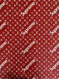 Fashion LV Supreme Leather Case Fabric,Handmade Bag Fabric,Hand-made Shoes Fabric By Yards(Red)