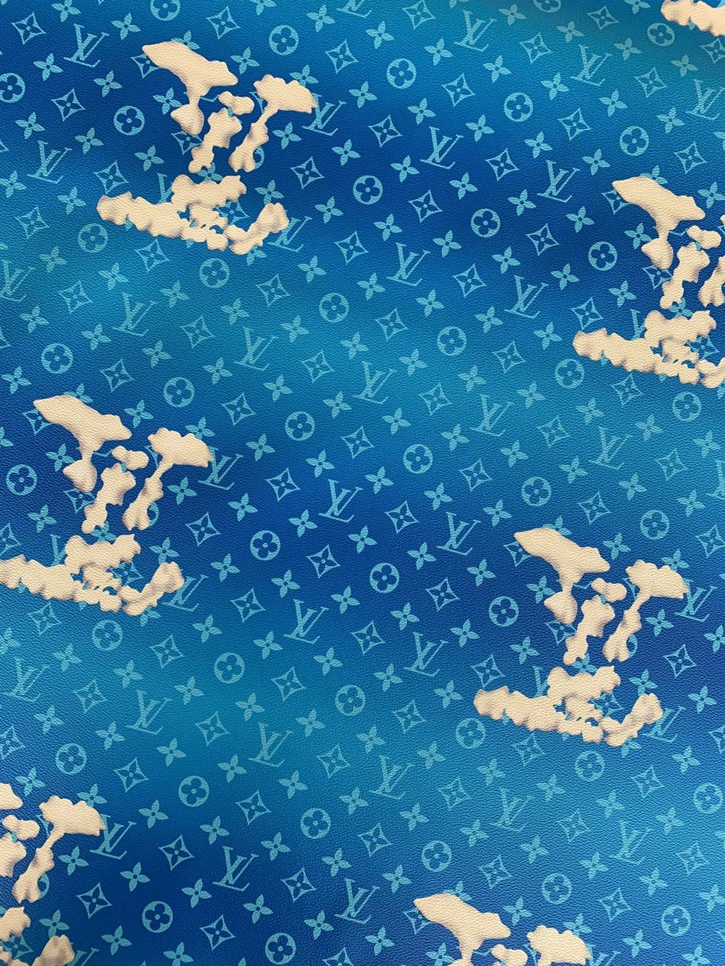 Classic  Blue Cloud Pattern  LV  Leather Case Fabric,Handmade Bag Fabric,Hand-made Shoes  Leather Fabric
