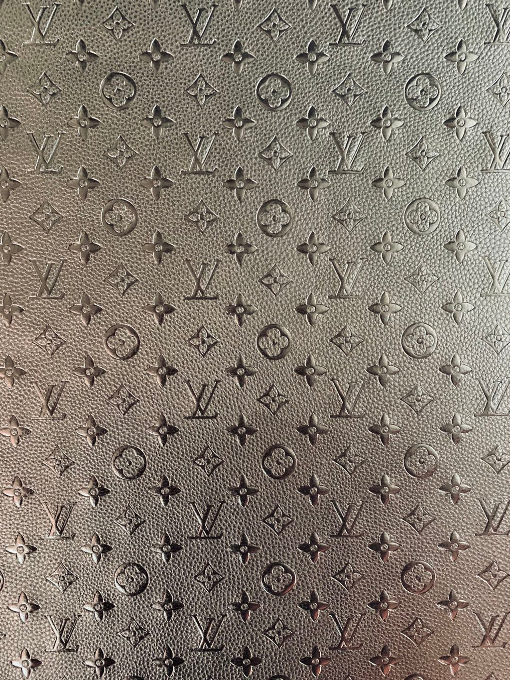 Fashion Embossed LV Crafting Leather Fabric For Handmade Bags ,Shoes and DIY Handicrafts By Yards (Black)