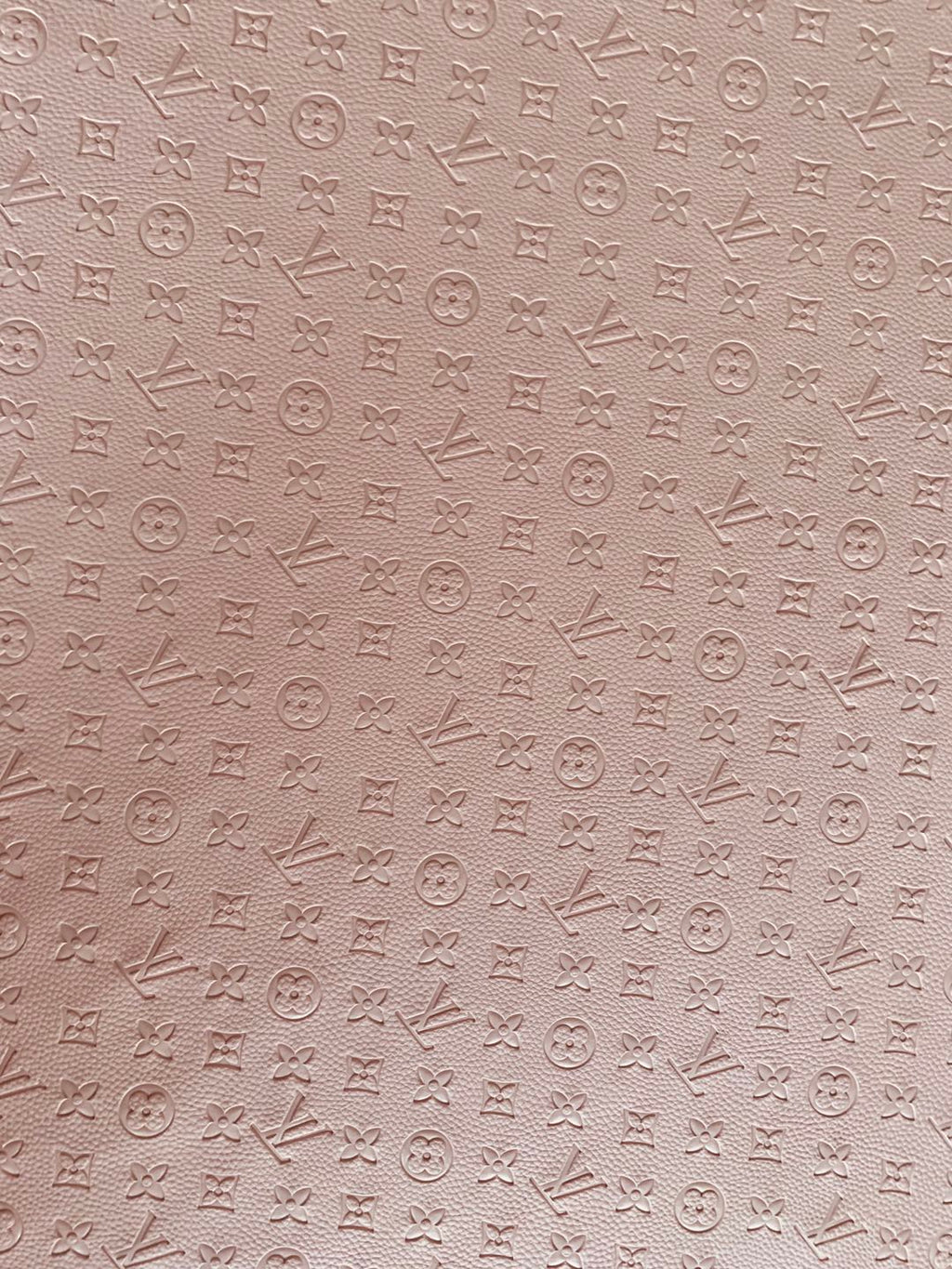 Fashion Embossed LV Crafting Leather Fabric For Handmade Bags ,shoes and DIY Handicrafts  By Yards (Pink)