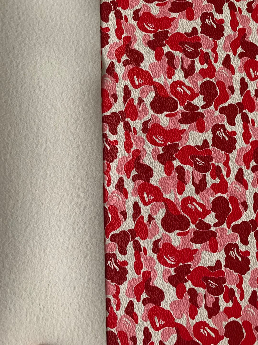 Classic Bape Fashion Custom Leather Fabric For Bags Leather Shoes Custom Leather By Yard (Red)