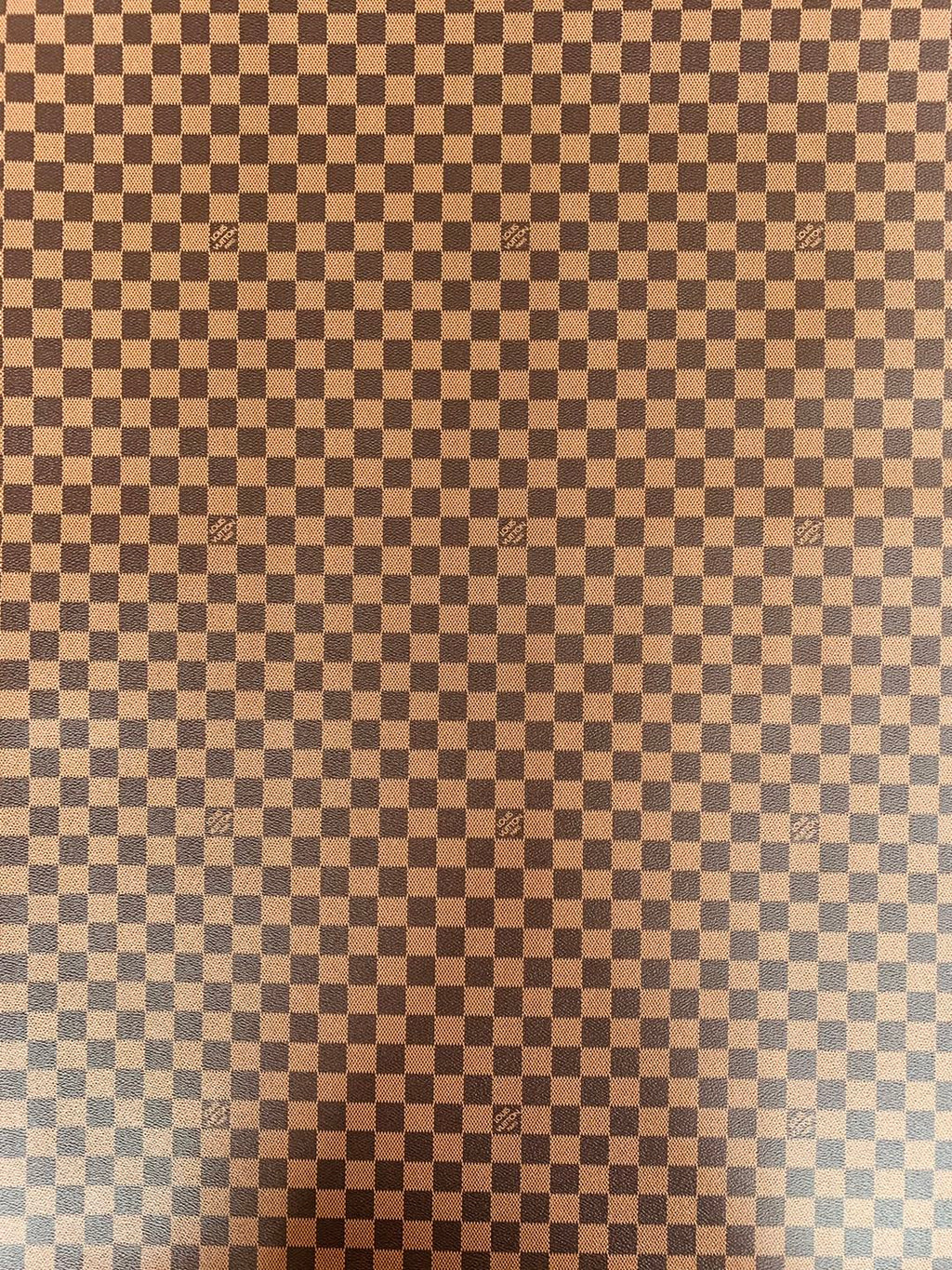Fashion Louis Vuitton vinyl crafting leather fabric For Handmade Handicrafts , Grid Leather Cup Mat Leather By Yards(Brown)