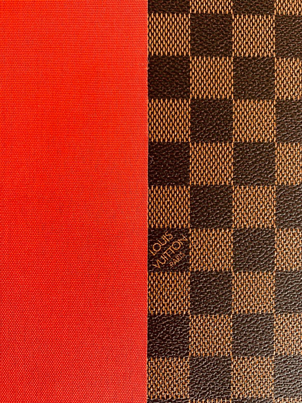 Fashion Louis Vuitton vinyl crafting leather fabric For Handmade Handicrafts , Grid Leather Cup Mat Leather By Yards(Brown)