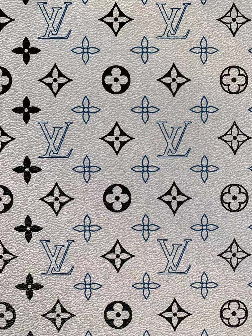 Classic LV Leather Crafting Fabric For Handmade Handicrafts ,bags and shoes By Yard (Blue with Black)