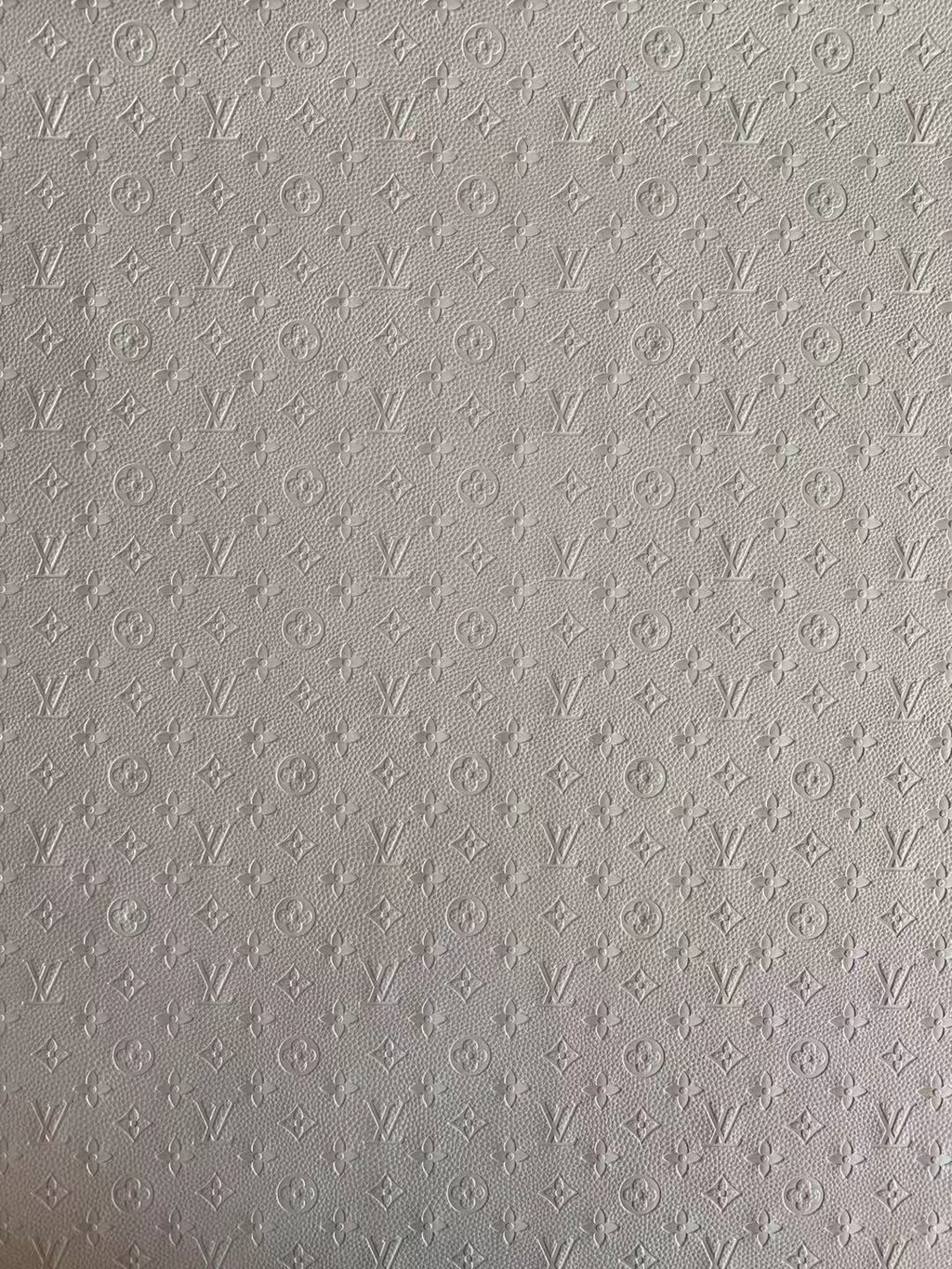 Fashion Embossed LV Crafting Leather Fabric For Handmade Bags ,Shoes and DIY Handicrafts  By Yards (White)