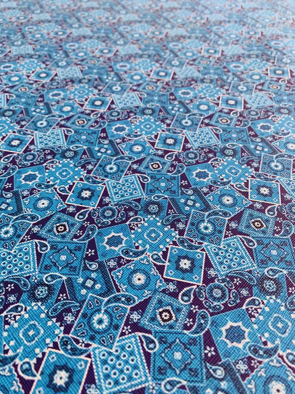 Classic Handmade Bandanas Leather For Shoes Leather ,Bags Leather , Handicraft Leather, DIY Hair Bow Earrings Craft Supplies By Yard (Blue)