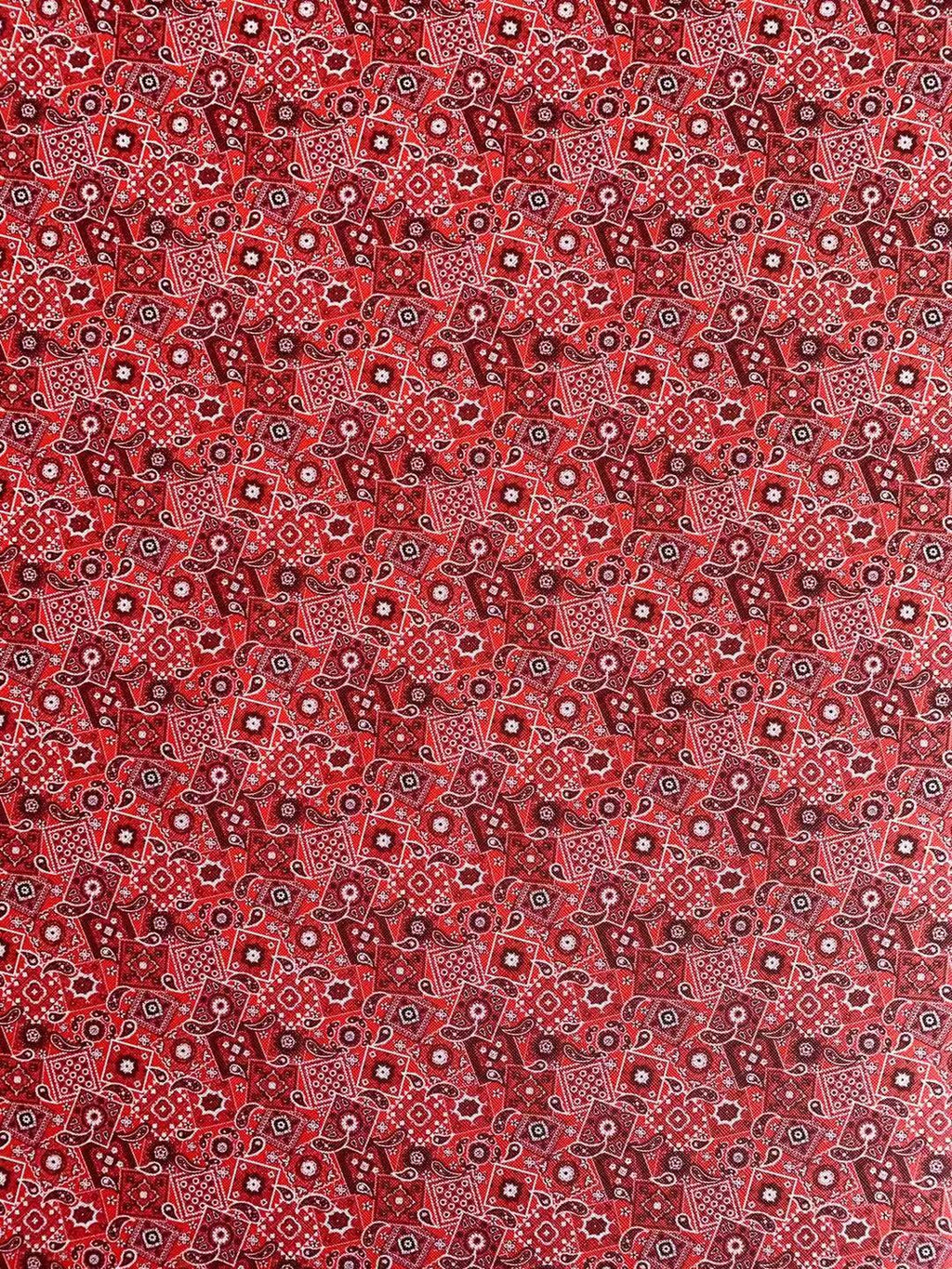 Classic Handmade Bandanas Leather For Shoes Leather ,Bags Leather , Handicraft Leather, DIY Hair Bow Earrings Craft Supplies By Yard (Red)