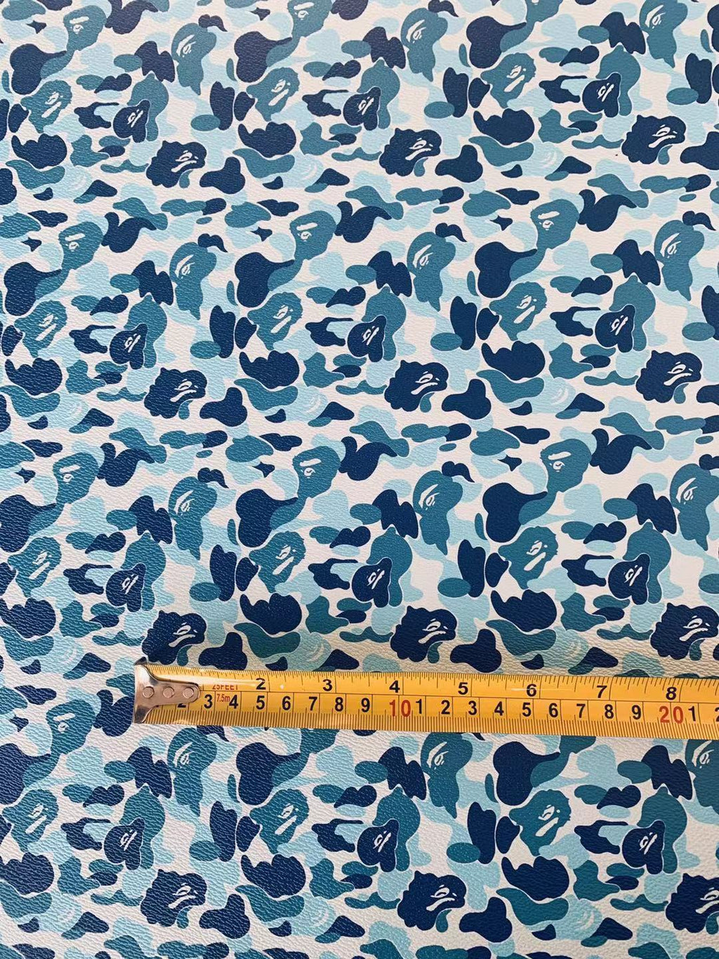 Classic Bape Fashion Custom Leather Fabric For Bags Leather Shoes Custom Leather By Yard (Blue)