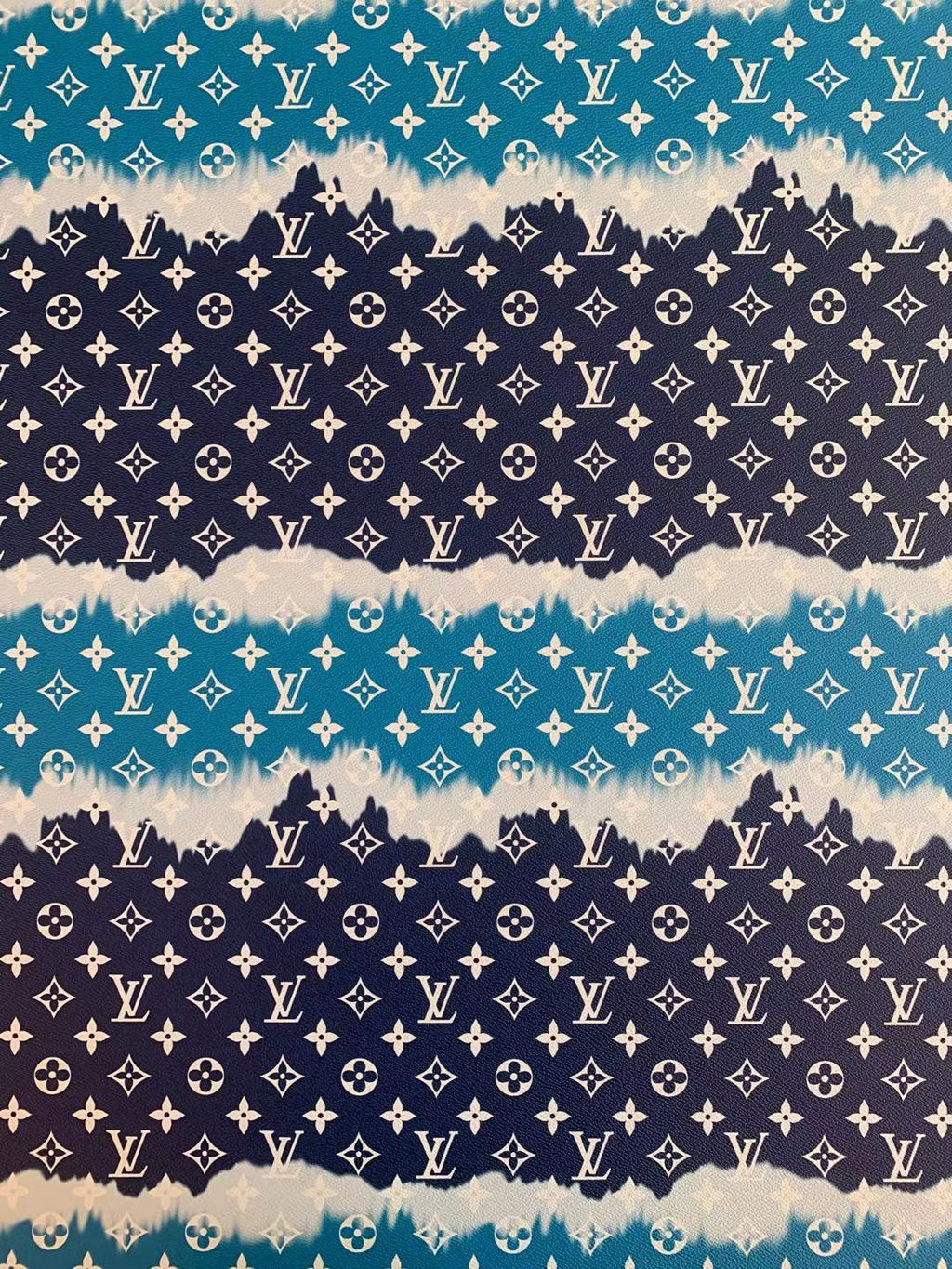 Classic LV Leather Crafting Leather Fabric For Handmade Shoes ,Bags and Handicrafts By Yard  (Blue Color Stripe)