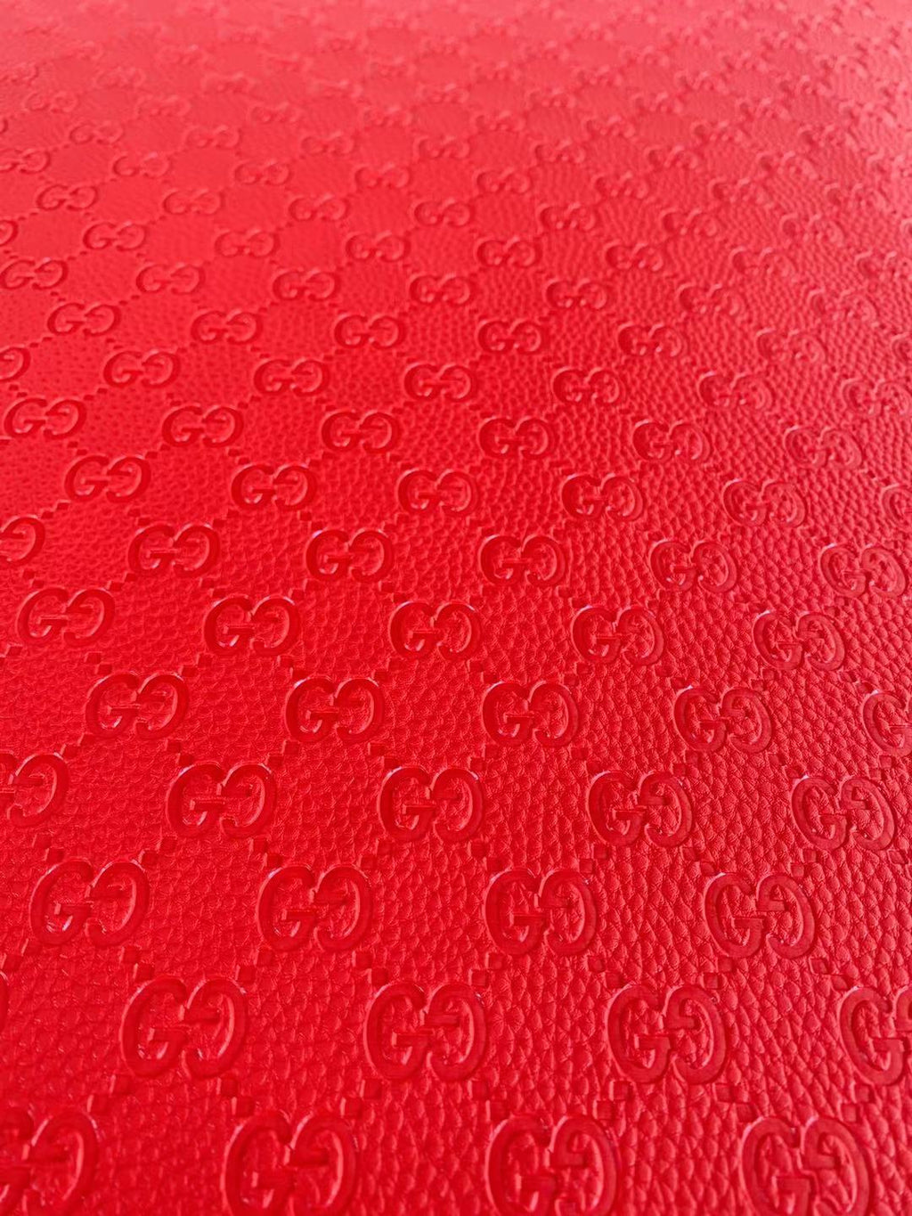 Classic Gucci Embossed Craft Leather Fabric Shoes Leather , Bags Leather Fabric By Yards (Red)