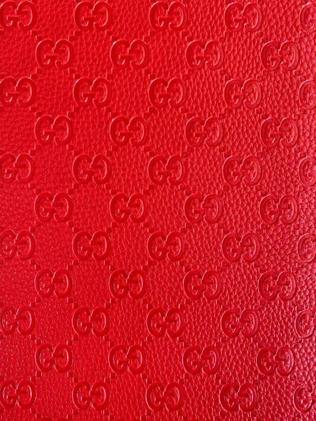 Classic Gucci Embossed Craft Leather Fabric Shoes Leather , Bags Leather Fabric By Yards (Red)