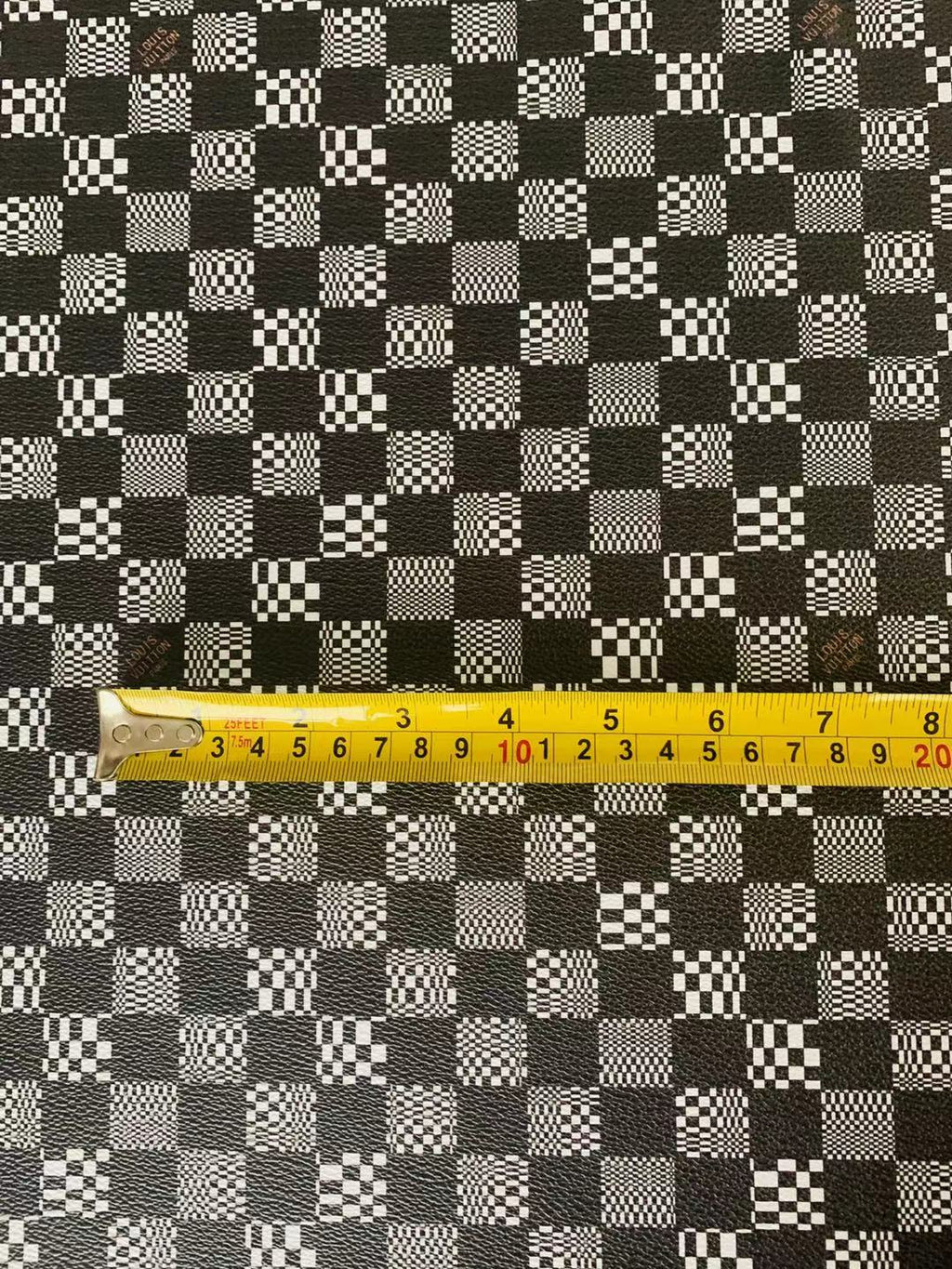 Classic Louis Vuitton Grid Leather Case Fabric,Handmade Bag Leather,Hand-made Shoes  Leather Grid Leather Cup Mat Leather(Black X white)