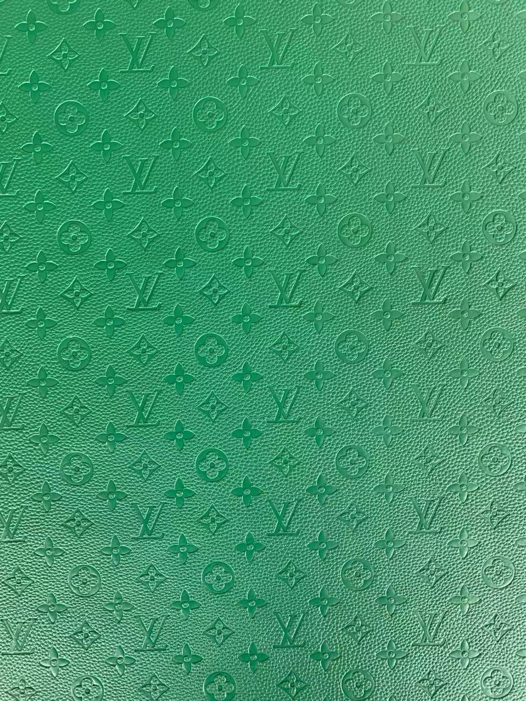 Fashion Embossed LV Crafting Leather Fabric For Handmade Bags and Shoes , Handicrafts  By Yards (Green)