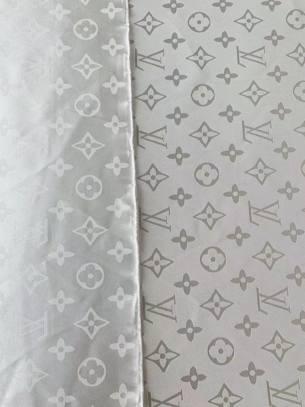Craft LV White Silk Jacquard Cloth Fabric For Handmade Handicraft Goods