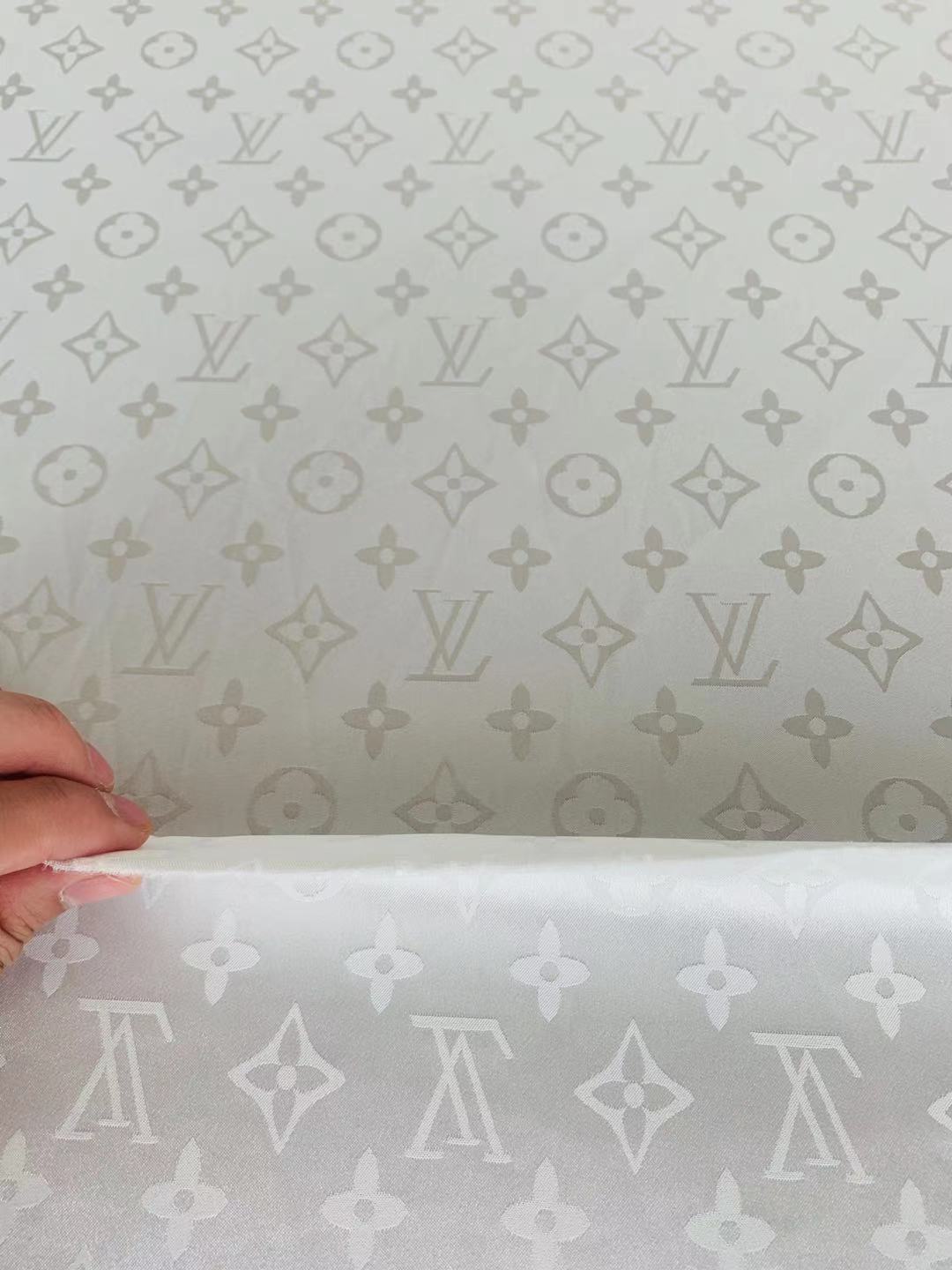 Craft LV White Silk Jacquard Cloth Fabric For Handmade Handicraft Goods
