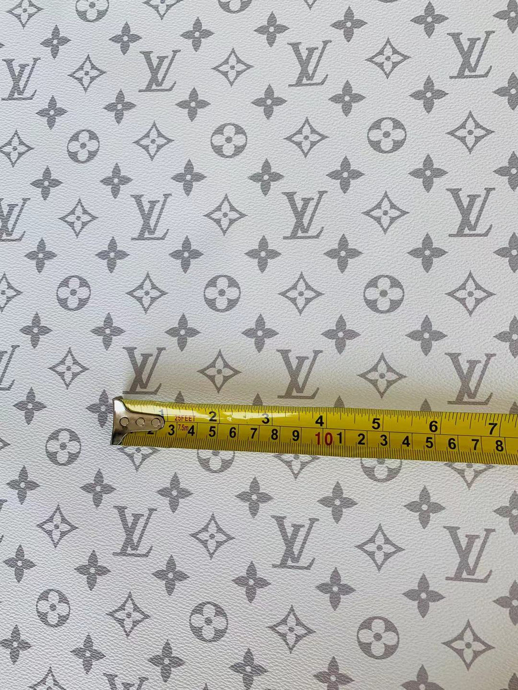 Classic LV vinyl crafting leather fabric For Handmade Shoes,Furniture ,Bike ,Bag and DIY Handicrafts By Yard  (White)