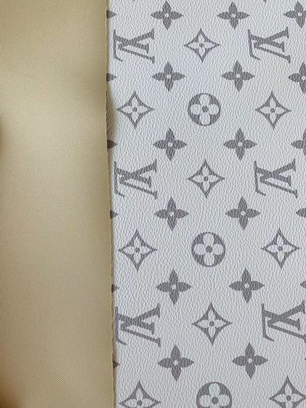 Classic LV vinyl crafting leather fabric For Handmade Shoes,Furniture ,Bike ,Bag and DIY Handicrafts By Yard  (White)