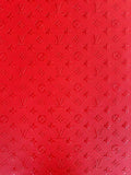 Fashion Embossed LV Crafting Leather Fabric For Handmade Bag ,Shoe and DIY Handicrafts By Yards (Red)