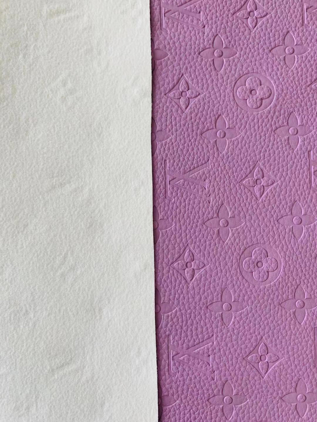 Fashion Embossed LV Crafting Leather Fabric For Handmade Bags ,Shoe and DIY Handicrafts By Yards (Purple)