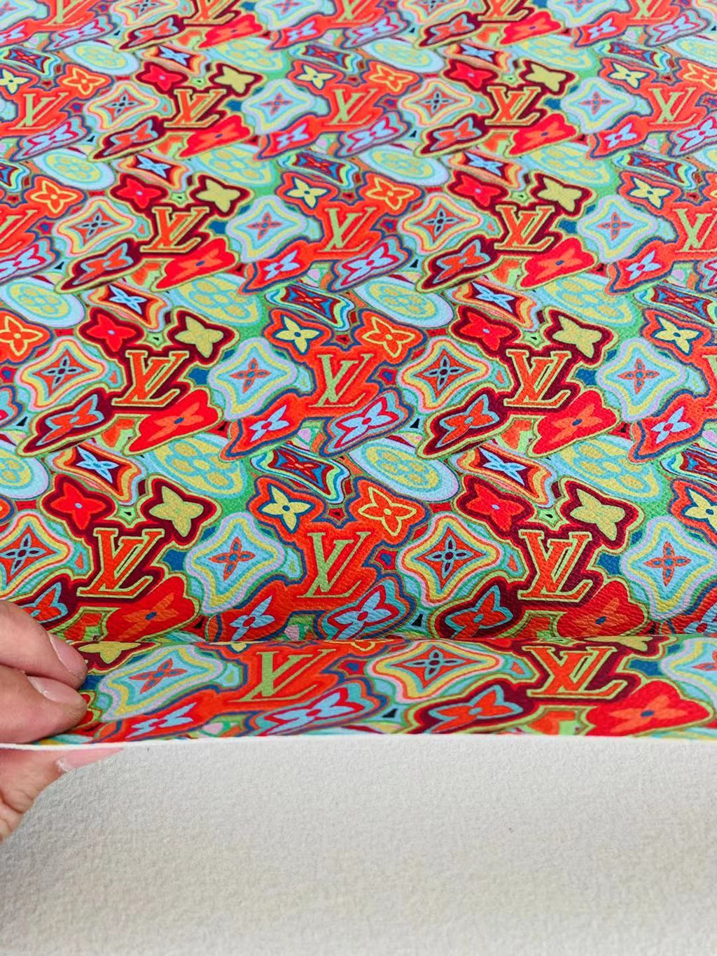 Classic LV Leather Case Fabric,Handmade Bag Fabric,Hand-made Shoes  Fabric By Yard (Geometric Design)