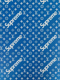 Fashion LV Supreme Leather Case Fabric,Handmade Bag Fabric,Hand-made Shoes Fabric By Yards(Blue)