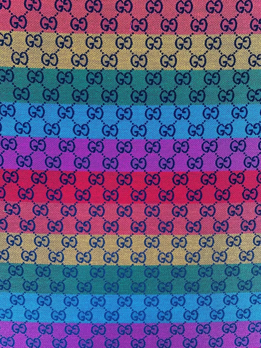 Fashion Gucci Jacquard Fabric Cloth, Fabric Bags Fabric Shoes Fabric Hat Fabric By Yards (Rainbow)