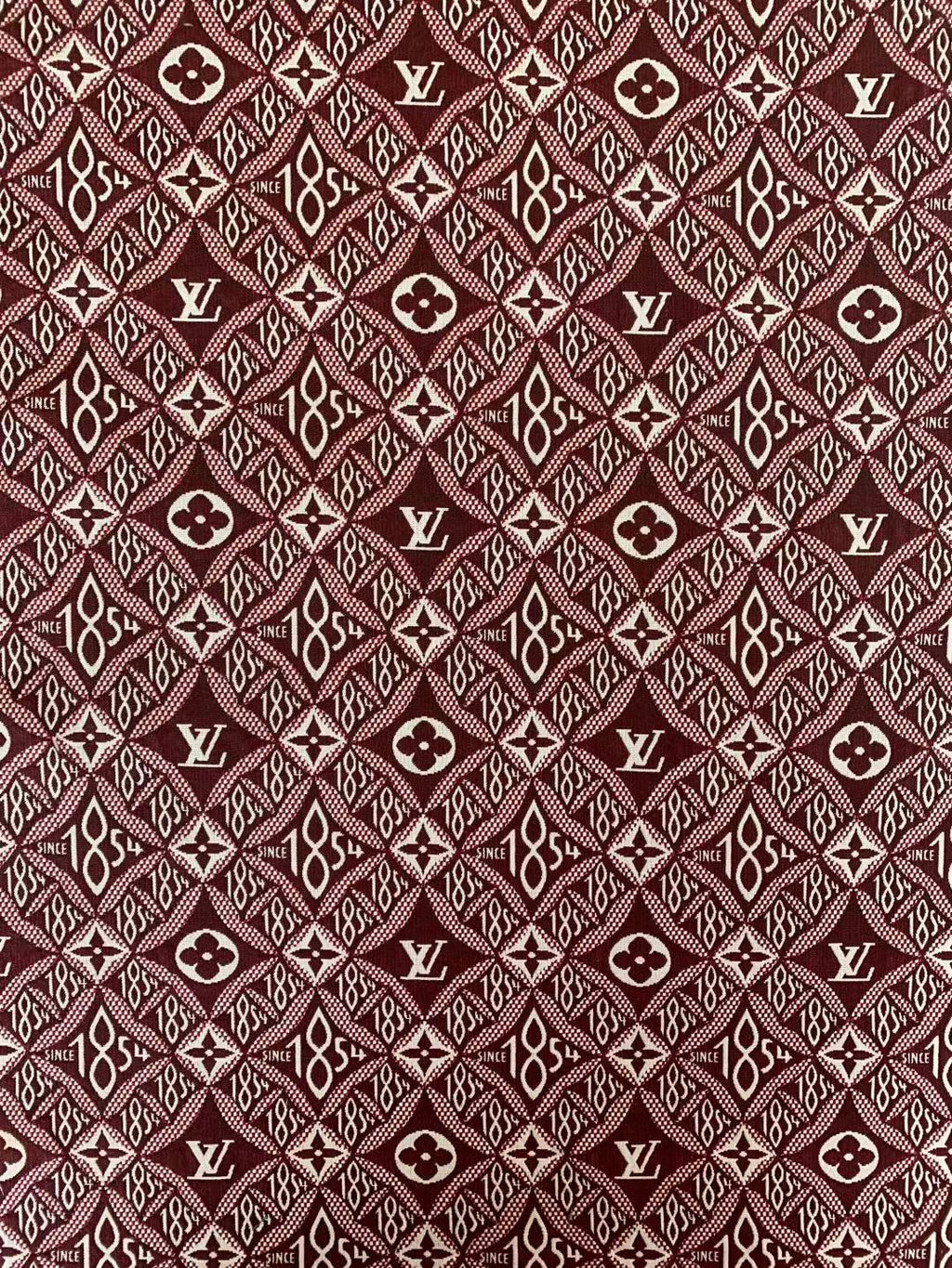 Classic LV 1854 Jacquard Canvas Cloth Fabric ,Handmade shoes fabric ,Bag Fabric Handcraft fabric By Yard (Red)