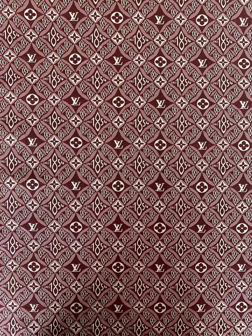 Classic LV 1854 Jacquard Canvas Cloth Fabric ,Handmade shoes fabric ,Bag Fabric Handcraft fabric By Yard (Red)