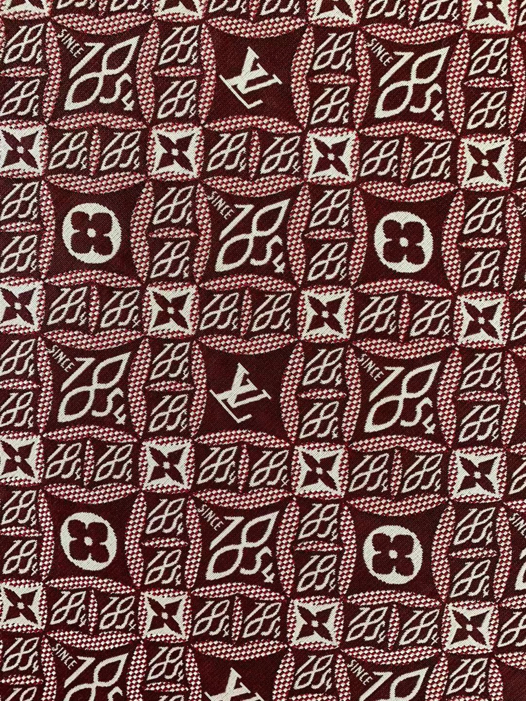 Classic LV 1854 Jacquard Canvas Cloth Fabric ,Handmade shoes fabric ,Bag Fabric Handcraft fabric By Yard (Red)