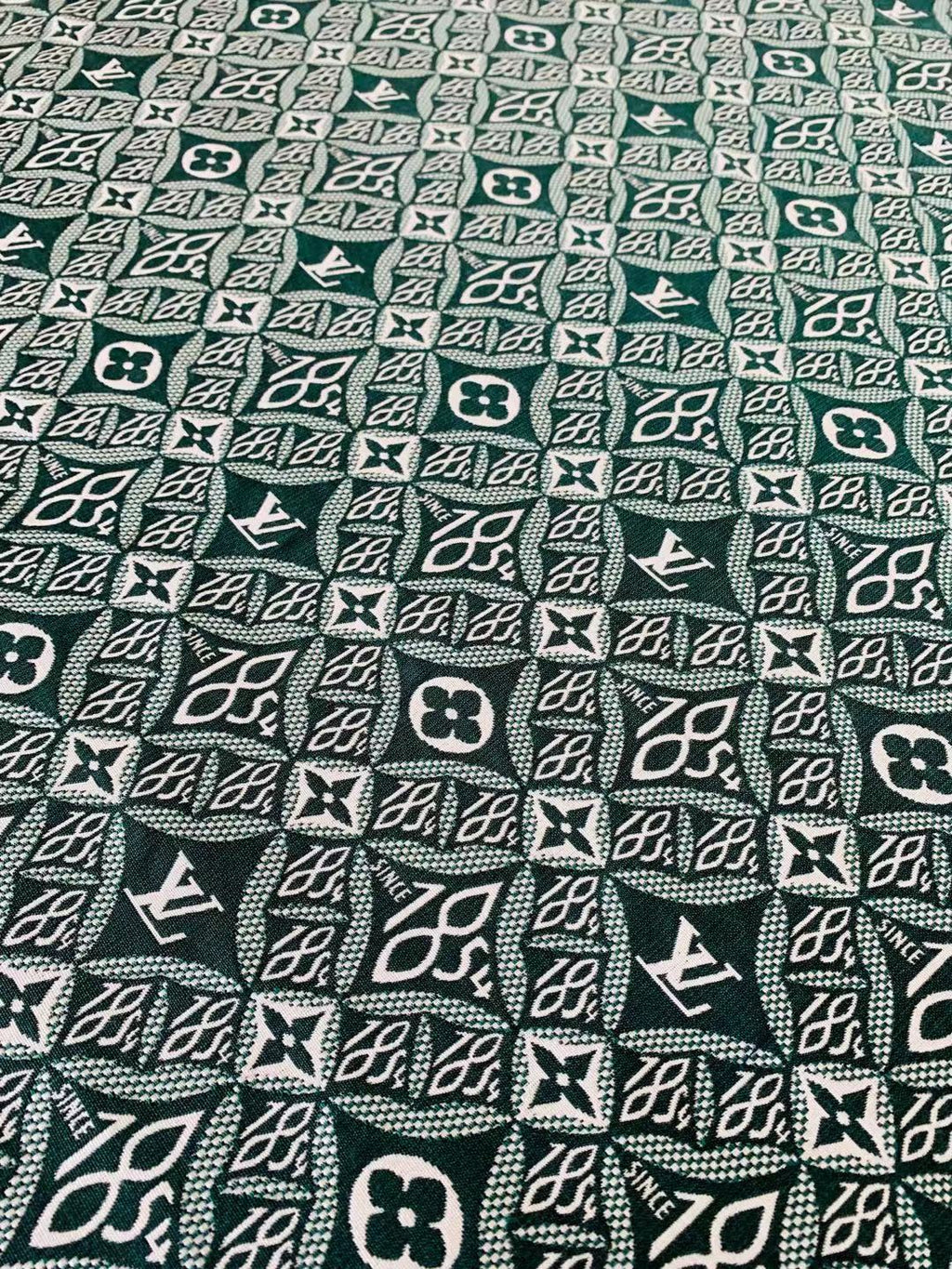 Classic LV 1854 Jacquard Canvas Cloth Fabric ,Handmade shoes fabric ,clothing fabric Handcraft fabric By Yard (Green)