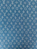 Fashion LV Wash Denim Woven Jacquard fabric ,Jean Fabric For Handmade Goods By Yard ( Wathet )