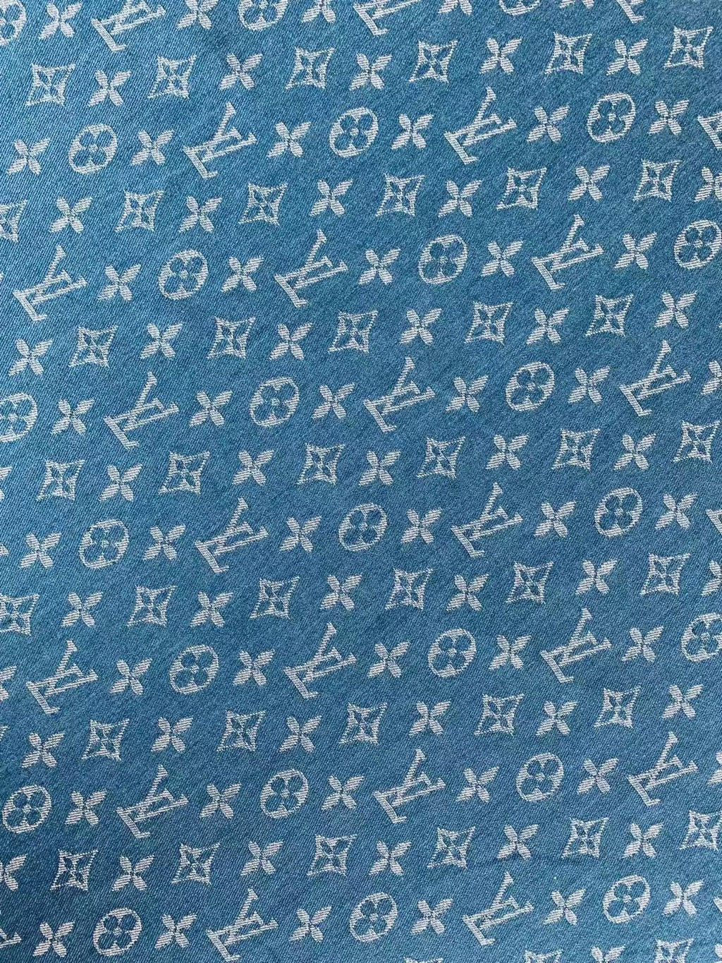 Fashion LV Wash Denim Woven Jacquard fabric ,Jean Fabric For Handmade Goods By Yard ( Wathet )