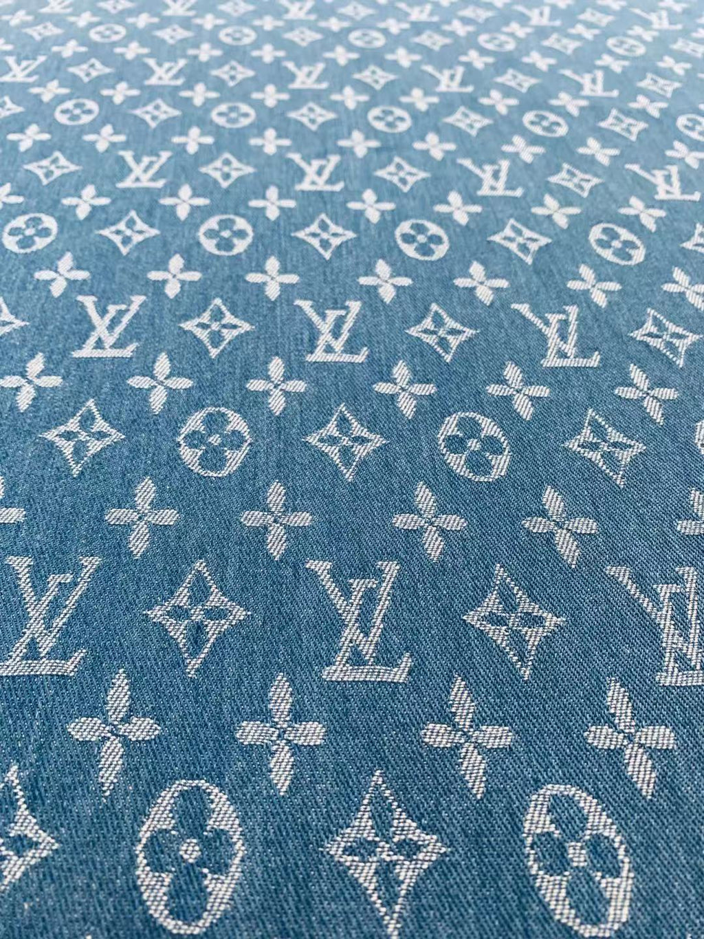 Fashion LV Wash Denim Woven Jacquard fabric ,Jean Fabric For Handmade Goods By Yard ( Wathet )
