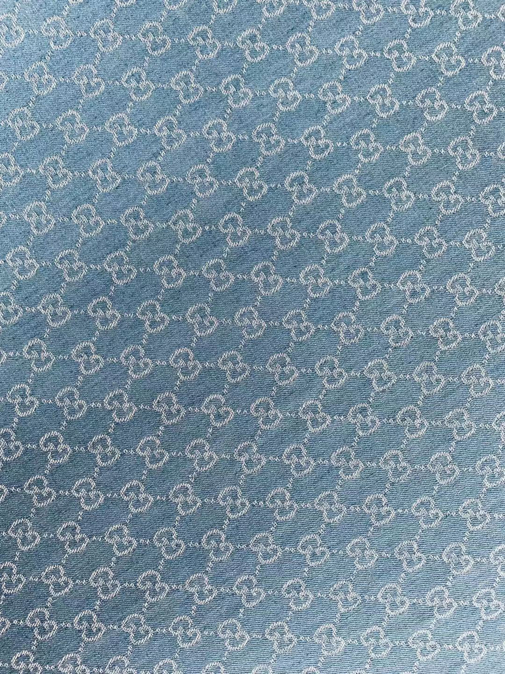 Classic Gucci Wash Denim Woven Jacquard fabric , Jean fabric For Handmade Goods By Yard ( Wathet )