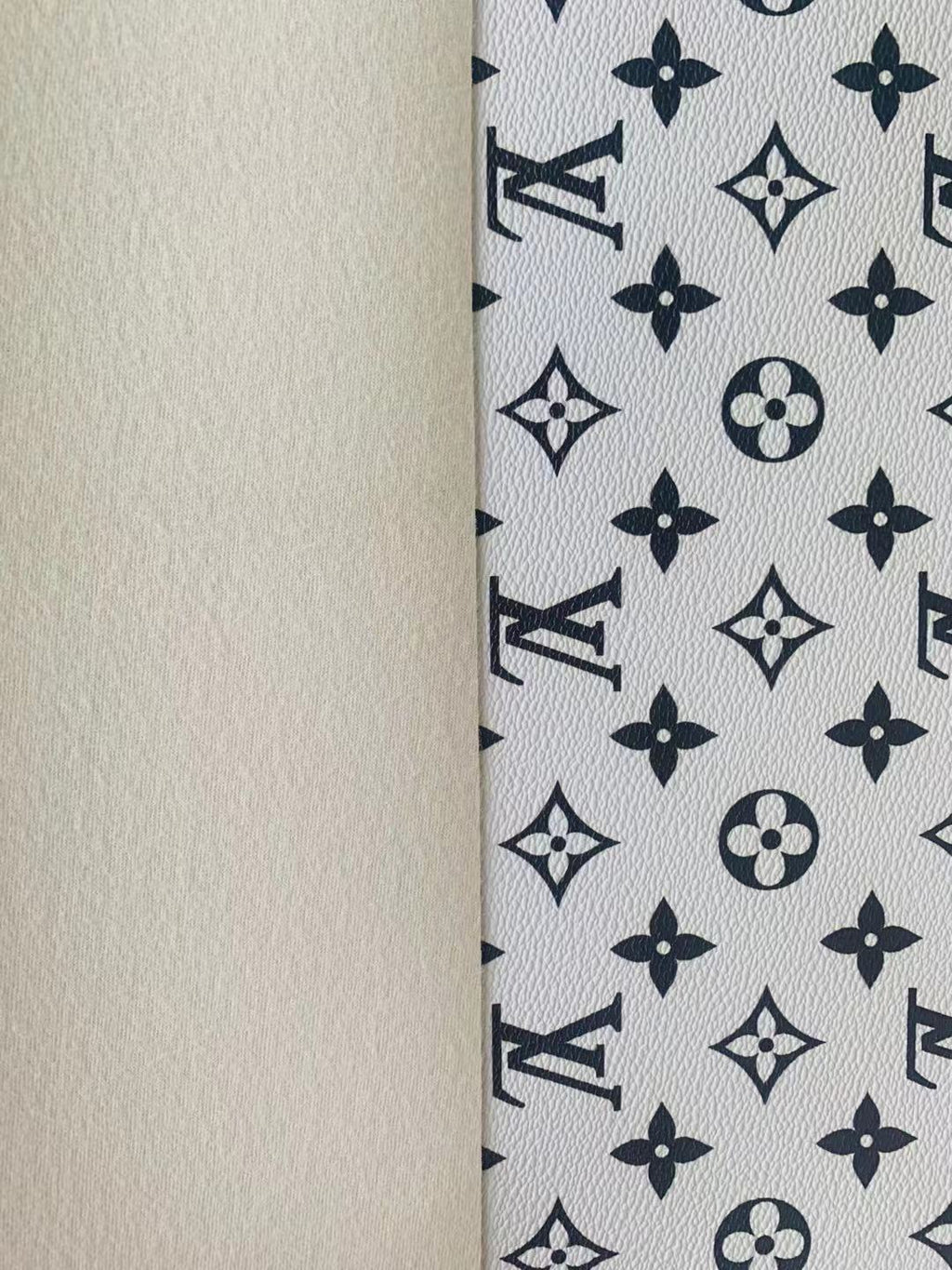 Fashion LV Handmade Black With White Leather Fabric Material for Bags and Shoes By Yards