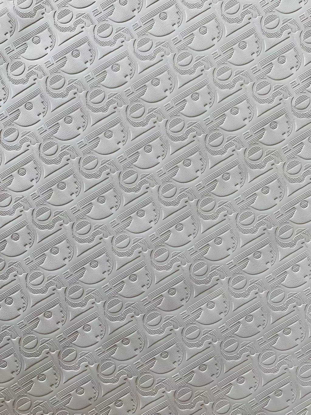 Classic  Dior Embossed Craft Leather Fabric Shoes Leather , Bags Leather Fabric By Yards (White)