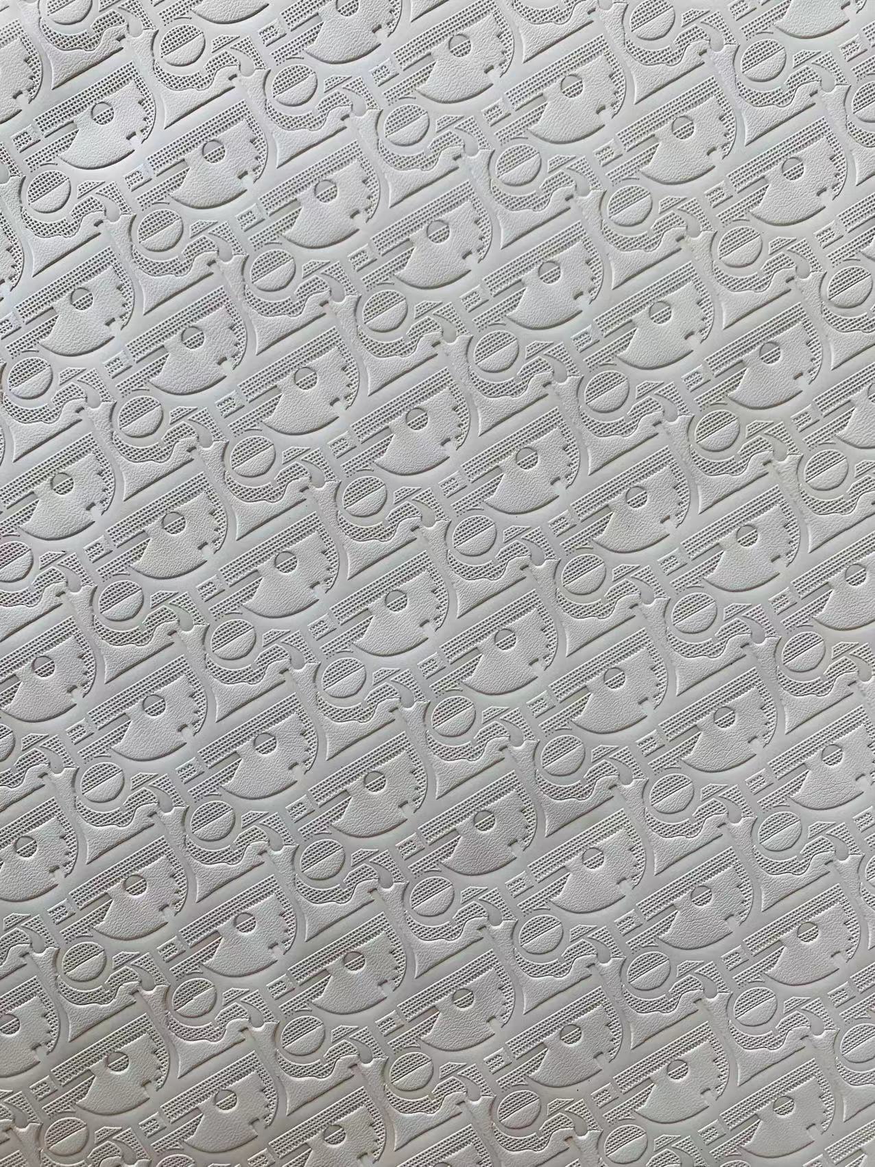 Classic  Dior Embossed Craft Leather Fabric Shoes Leather , Bags Leather Fabric By Yards (White)