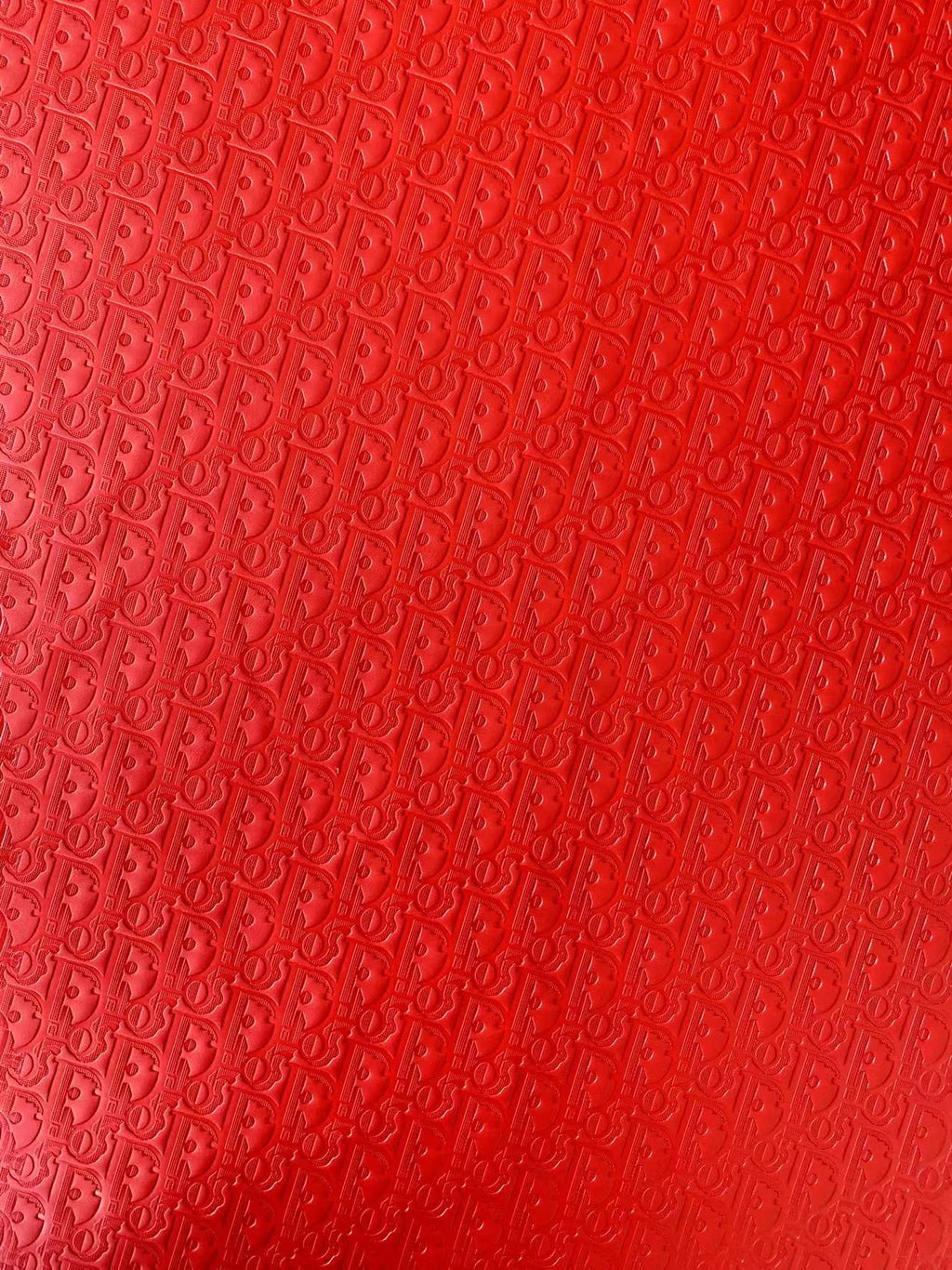 Classic  Dior Embossed Craft Leather Fabric Shoes Leather , Bags Leather Fabric By Yards (Red)