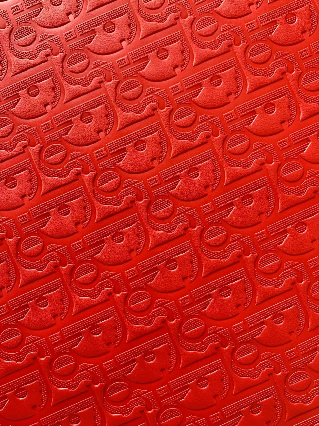Classic  Dior Embossed Craft Leather Fabric Shoes Leather , Bags Leather Fabric By Yards (Red)