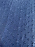 Fashion Embossed LV Crafting Leather Fabric For Handmade Bags and Shoes ,Handicrafts  By Yards (Dark Blue)