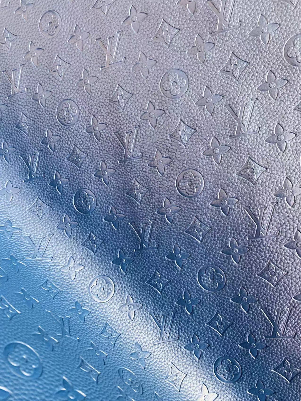 Fashion Embossed LV Crafting Leather Fabric For Handmade Bags and Shoes ,Handicrafts  By Yards (Dark Blue)
