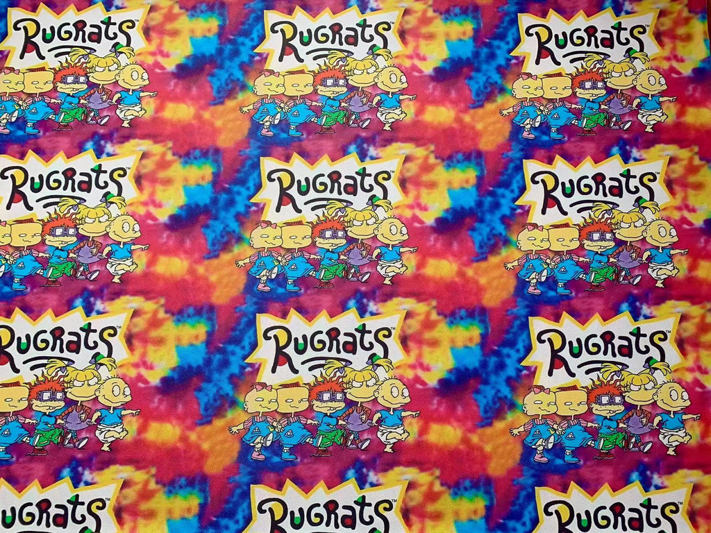 Fashion Rugrats Cartoon Design Leather Fabric For Artist Handmade Shoes ,Bags ,Sneakers By Yards