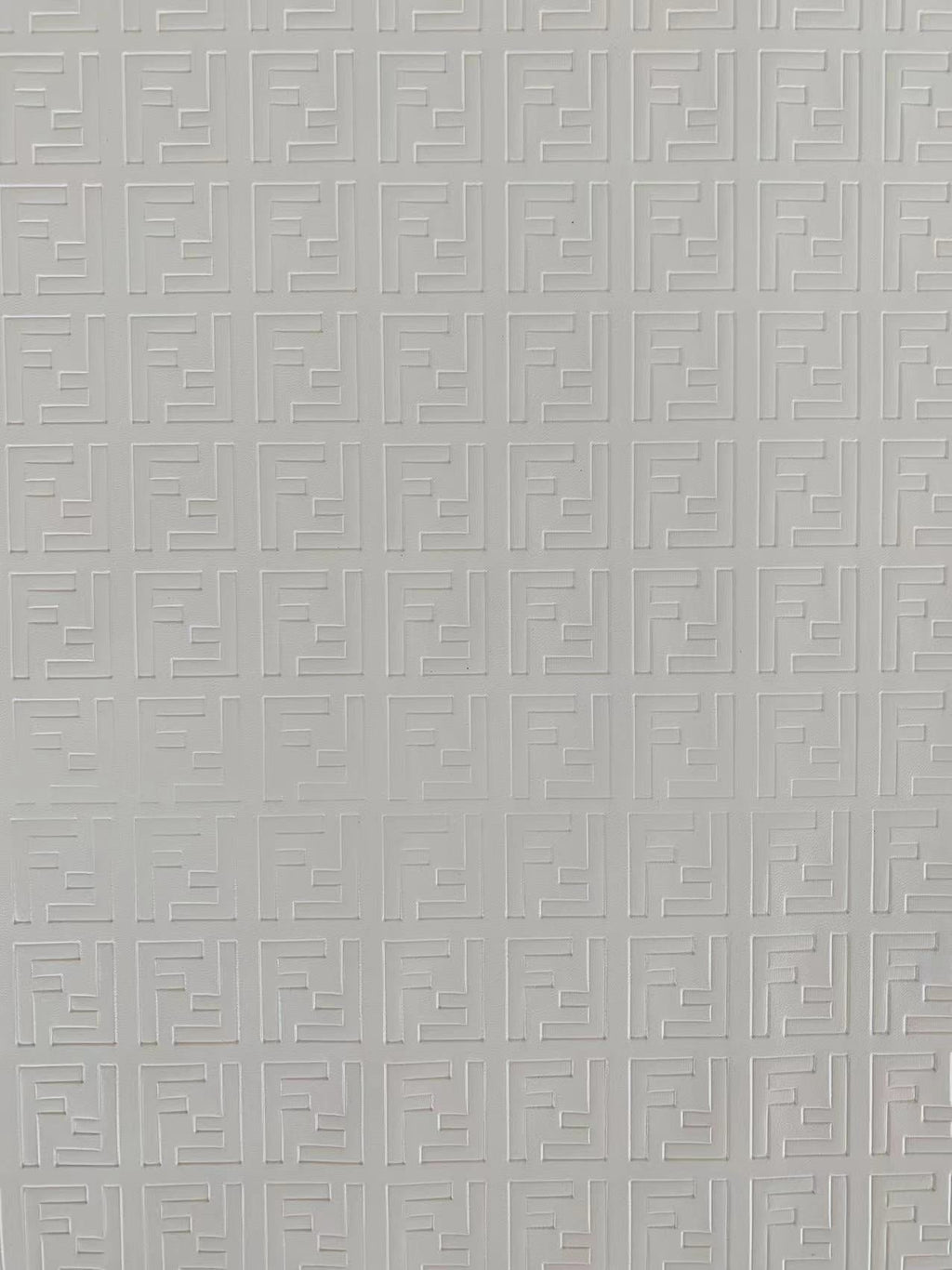 Classic Fendi Embossed  Craft Leather Fabric Shoes Leather , Bags Leather Fabric By Yards (White)