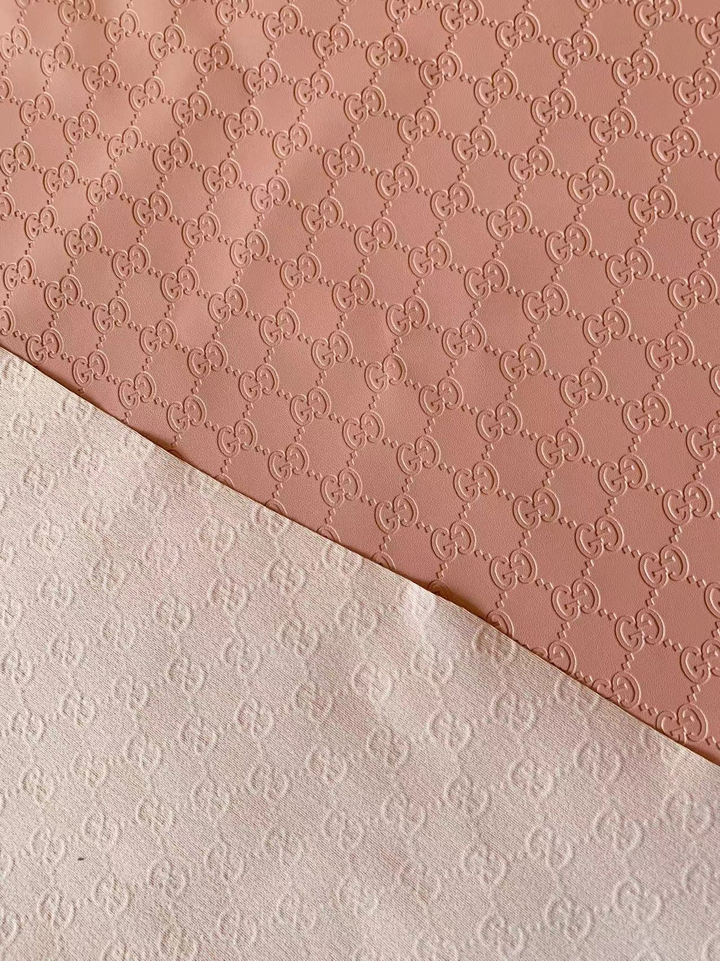 Classic Embossed Gucci Craft Leather Fabric Shoes Leather , Bags Leather Fabric By Yards (Pink)