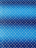 New LV Dark Blue with Light Blue Stripe Design Leather Fabric For Handmade Sneakers By Yards