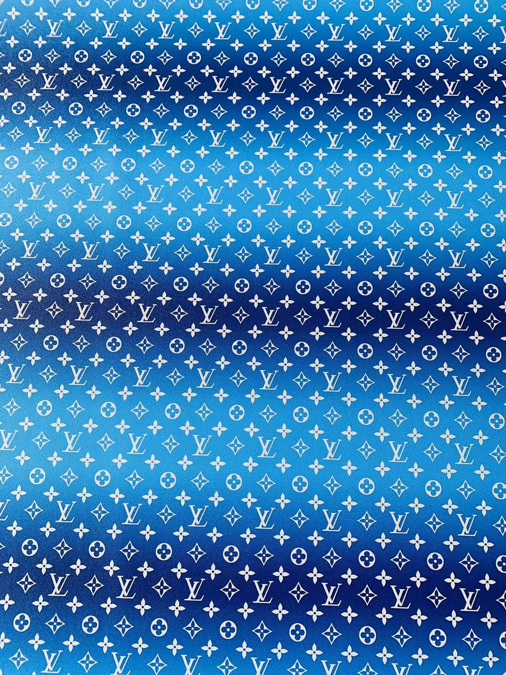 New LV Dark Blue with Light Blue Stripe Design Leather Fabric For Handmade Sneakers By Yards