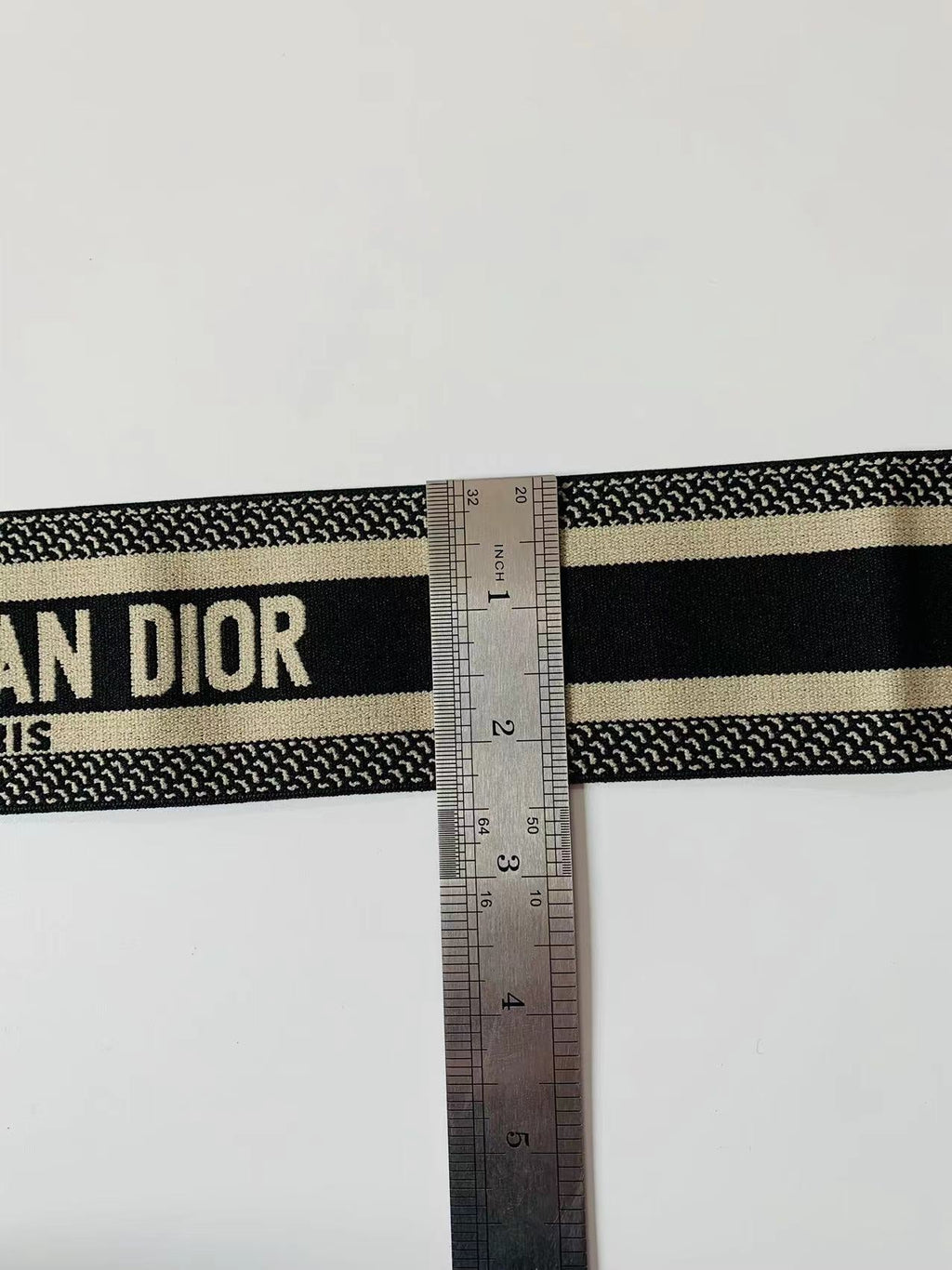 Christian Dior Paris 2.5 inch Elastic Strap ,Handmade Striped Ribbon Trim Embroidered For shoes ,Bags ,Clothing ,Handicrafts By Yard (Black)